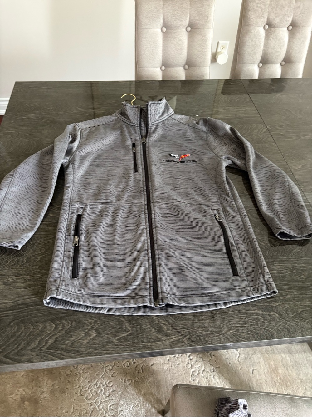 Embroidered Gray Full-Zip Utility Jacket - Picture 2 of 3